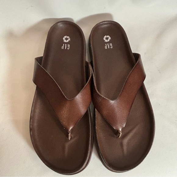 GAP Sz 9 Slides Flip Flop Style Vegan Leather Comfort Insole - Picture 2 of 9